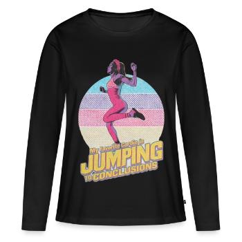 T-shirt drôle de fitness des années 80 - Sauts - T-shirt manches longues Premium bio Femme - noir - Devant - Julia (174cm)