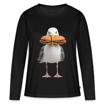 Rouleaux de herrgull avec poisson - T-shirt manches longues Premium bio Femme - noir - Devant - Julia (174cm)