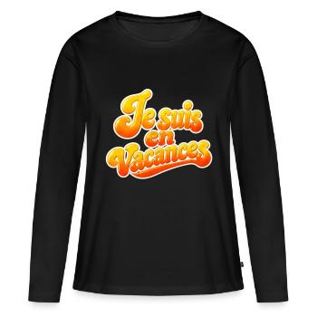 Je suis en vacances - T-shirt manches longues Premium bio Femme - noir - Devant - Julia (174cm)