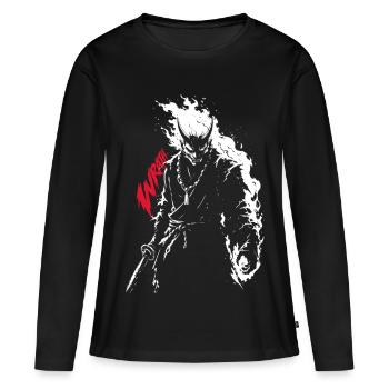 Guerrier Oni des Flammes Démoniaques Furieuses - T-shirt manches longues Premium bio Femme - noir - Devant - Julia (174cm)