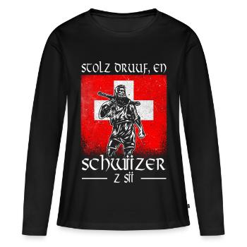 Tell - Schwiizer - Stolz - Frauen Premium Bio Langarmshirt - Schwarz - Vorne - Julia (174cm)