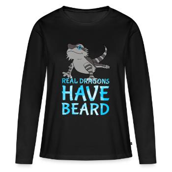 Lézard dragon avec barbe mon meilleur copain - T-shirt manches longues Premium bio Femme - noir - Devant - Julia (174cm)