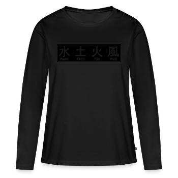 4 éléments caractères japonais (vecteur) - T-shirt manches longues Premium bio Femme - noir - Devant - Julia (174cm)