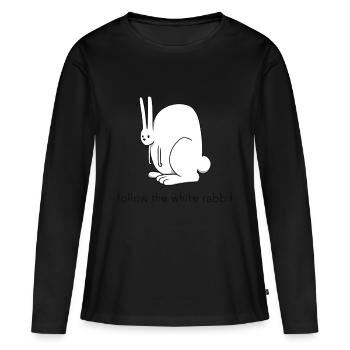 suis le lapin blanc - T-shirt manches longues Premium bio Femme - noir - Devant - Julia (174cm)