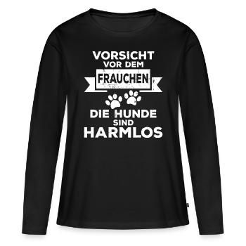 Beware of the mistress the dogs are harmless - Women's Premium Organic Long Sleeve Shirt - black - Front - Julia (174cm)