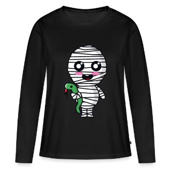 Mumie mit Schlange - Frauen Premium Bio Langarmshirt - Schwarz - Vorne - Julia (174cm)
