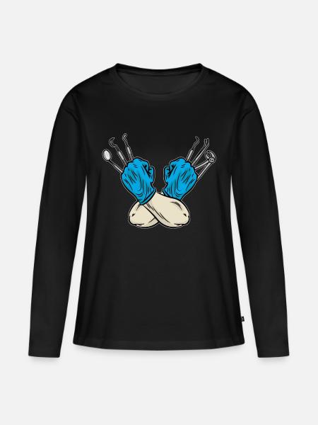 Zahnarzt - Frauen Premium Bio Langarmshirt - Schwarz