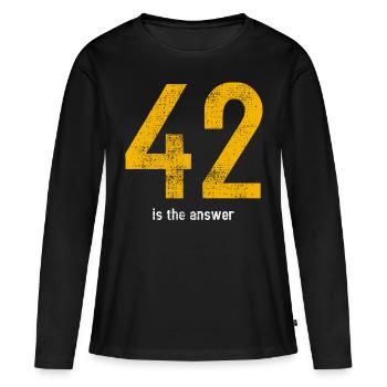 42 is the answer - Women's Premium Organic Long Sleeve Shirt - black - Front - Julia (174cm)