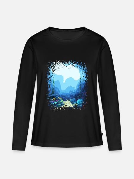 unter Wasser Aquarium Meer Ozean See Koralle - Frauen Premium Bio Langarmshirt - Schwarz