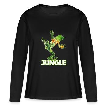 Dschungel Frosch Tierschutz Naturschutz Amazonas - Frauen Premium Bio Langarmshirt - Schwarz - Vorne - Julia (174cm)