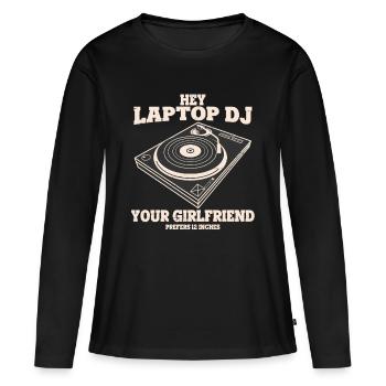 DJ - T-shirt manches longues Premium bio Femme - noir - Devant - Julia (174cm)