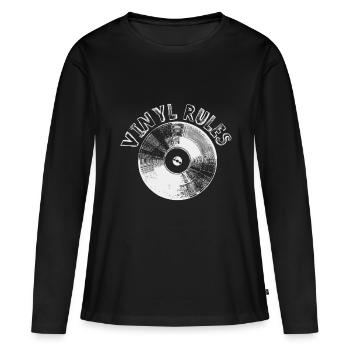 Disques - T-shirt manches longues Premium bio Femme - noir - Devant - Julia (174cm)