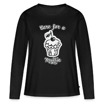 Muffin - T-shirt manches longues Premium bio Femme - noir - Devant - Julia (174cm)