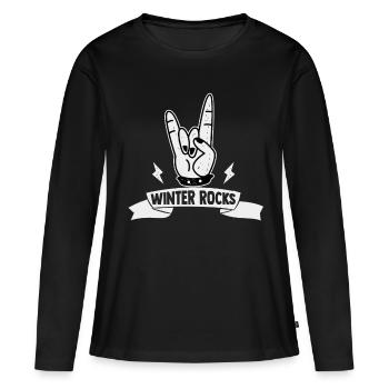 hiver - T-shirt manches longues Premium bio Femme - noir - Devant - Julia (174cm)