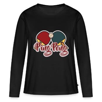 Ping-Pong - Frauen Premium Bio Langarmshirt - Schwarz - Vorne - Julia (174cm)