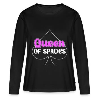 Pique de pique Jeu de cartes à jouer - T-shirt manches longues Premium bio Femme - noir - Devant - Julia (174cm)