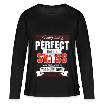 Suisse cadeau suisse blague drôle suisse - T-shirt manches longues Premium bio Femme - noir - Devant - Julia (174cm)