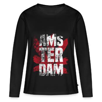 Amsterdam Hollande Pays-Bas Cadeau marijuana - T-shirt manches longues Premium bio Femme - noir - Devant - Julia (174cm)