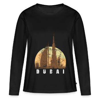 Tourisme Dubaï Tour ville centre soleil cadeau - T-shirt manches longues Premium bio Femme - noir - Devant - Julia (174cm)