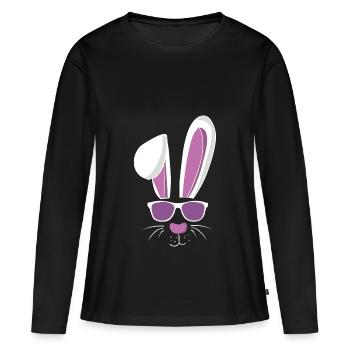 Cool lapin de ski et lapin de Pâques - T-shirt manches longues Premium bio Femme - noir - Devant - Julia (174cm)