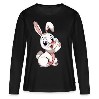 Steppi BUNNY - T-shirt manches longues Premium bio Femme - noir - Devant - Julia (174cm)
