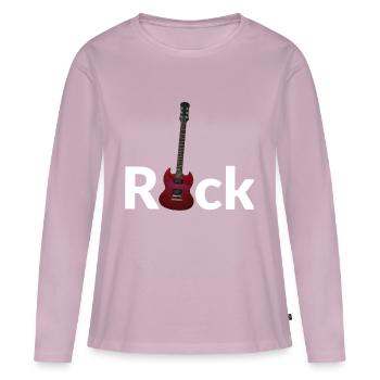 Rock - E guitare - T-shirt manches longues Premium bio Femme - rose poudré - Devant - Julia (174cm)