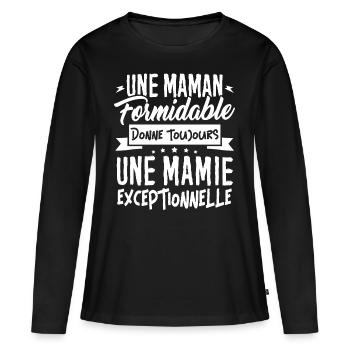 T-shirt pour Grand-Mère - Une Mamie Exceptionnelle - T-shirt manches longues Premium bio Femme - noir - Devant - Julia (174cm)