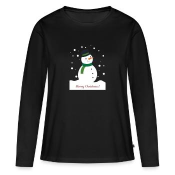 Schneemann - Frauen Premium Bio Langarmshirt - Schwarz - Vorne - Julia (174cm)