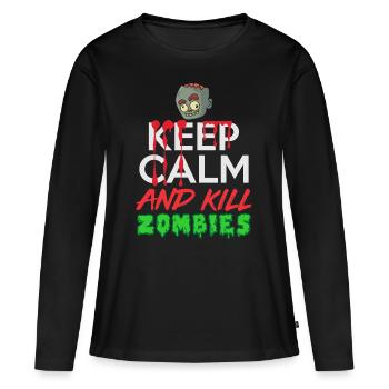 Keep Calm Zombie - Women's Premium Organic Long Sleeve Shirt - black - Front - Julia (174cm)