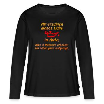 Auto Ölkontrollleuchte Ölkanne Warnleuchte - Frauen Premium Bio Langarmshirt - Schwarz - Vorne - Julia (174cm)
