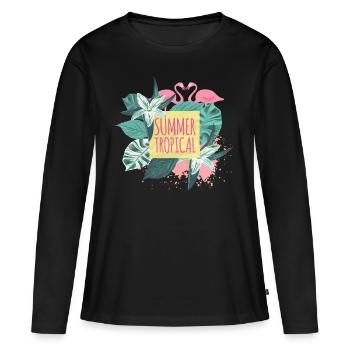 Sommer Exotisch - Frauen Premium Bio Langarmshirt - Schwarz - Vorne - Julia (174cm)