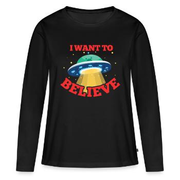 Ufo Alien Area 51 spaceship gift - Women's Premium Organic Long Sleeve Shirt - black - Front - Julia (174cm)