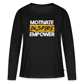 motivation - T-shirt manches longues Premium bio Femme - noir - Devant - Julia (174cm)
