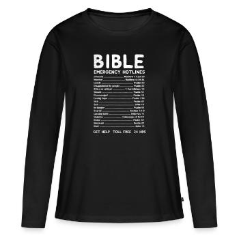 Crise biblique Nombre de défaites chrétiennes Cadeau - T-shirt manches longues Premium bio Femme - noir - Devant - Julia (174cm)