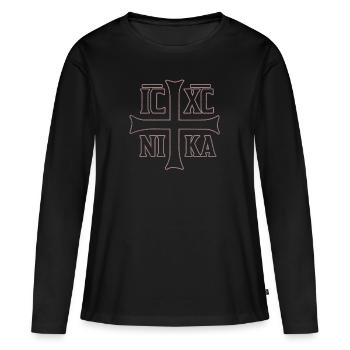 Orthodox Christogram IC XC NIKA Gift - Women's Premium Organic Long Sleeve Shirt - black - Front - Julia (174cm)