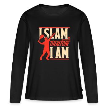 Je claque donc je suis - Tennis Serve Sport - T-shirt manches longues Premium bio Femme - noir - Devant - Julia (174cm)