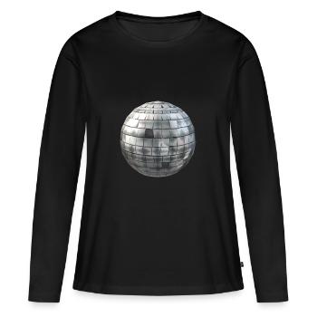 Boule disco en argent - T-shirt manches longues Premium bio Femme - noir - Devant - Julia (174cm)