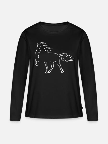 Islandpferd - Frauen Premium Bio Langarmshirt - Schwarz