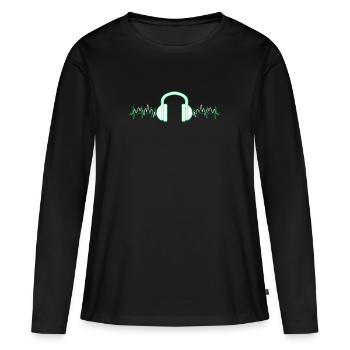 Edm Rave Heartbeat ECG - Casque cadeau - T-shirt manches longues Premium bio Femme - noir - Devant - Julia (174cm)