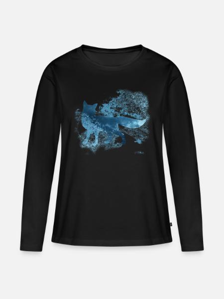 Icy Fox - Polarfuchs Fuchs Winter - Frauen Premium Bio Langarmshirt - Schwarz
