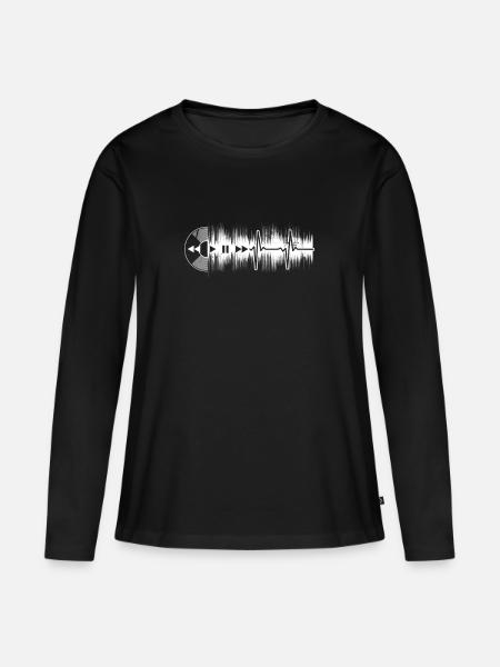 Vinyl Junkie Vinyl Heartbeat ECG Gift - Women's Premium Organic Long Sleeve Shirt - black