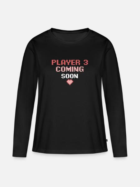 Gamer Couple Player 3 Graviditetskommunikasjon Gift - Ekologisk långärmad premium-T-shirt dam - svart