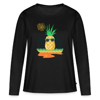 Été - T-shirt manches longues Premium bio Femme - noir - Devant - Julia (174cm)