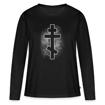 Cadeau orthodoxe orthodoxe de l'Est - T-shirt manches longues Premium bio Femme - noir - Devant - Julia (174cm)