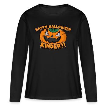 Kuerbis - Happy Halloween Kinder!! - Frauen Premium Bio Langarmshirt - Schwarz - Vorne - Julia (174cm)