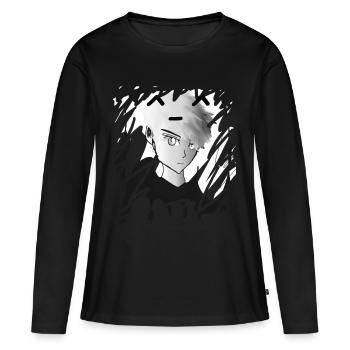 Garçon en gris - T-shirt manches longues Premium bio Femme - noir - Devant - Julia (174cm)