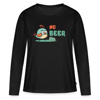 No Beer / No bière / agacé hirondelle pic - T-shirt manches longues Premium bio Femme - noir - Devant - Julia (174cm)