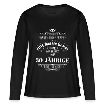 30ème anniversaire - T-shirt manches longues Premium bio Femme - noir - Devant - Julia (174cm)