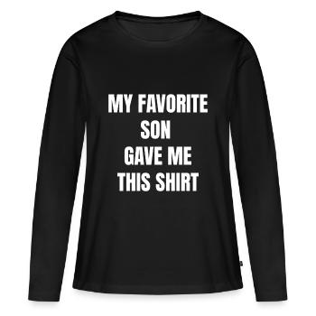 Mon fils préféré m'a donné cette chemise - T-shirt manches longues Premium bio Femme - noir - Devant - Julia (174cm)