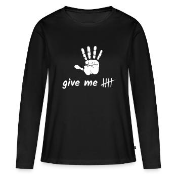 j’ai une empreinte de main - T-shirt manches longues Premium bio Femme - noir - Devant - Julia (174cm)